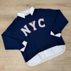 Anthropologie Maeve NYC Graphic Twofer Sweater
